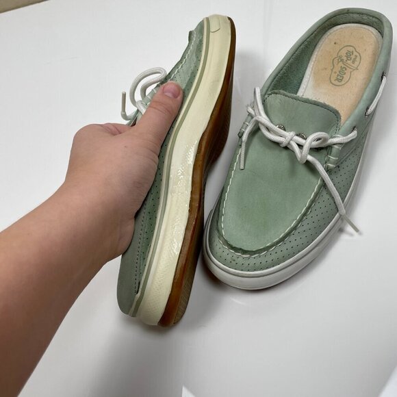 Sperry Topsider Teal Slide on Leather Boat Shoes size: 9 - Picture 8 of 13